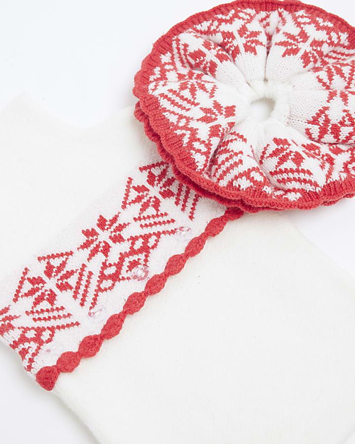 Red Fairisle Hot Water Bottle Set