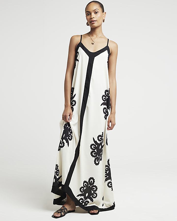 White colour block swing maxi dress