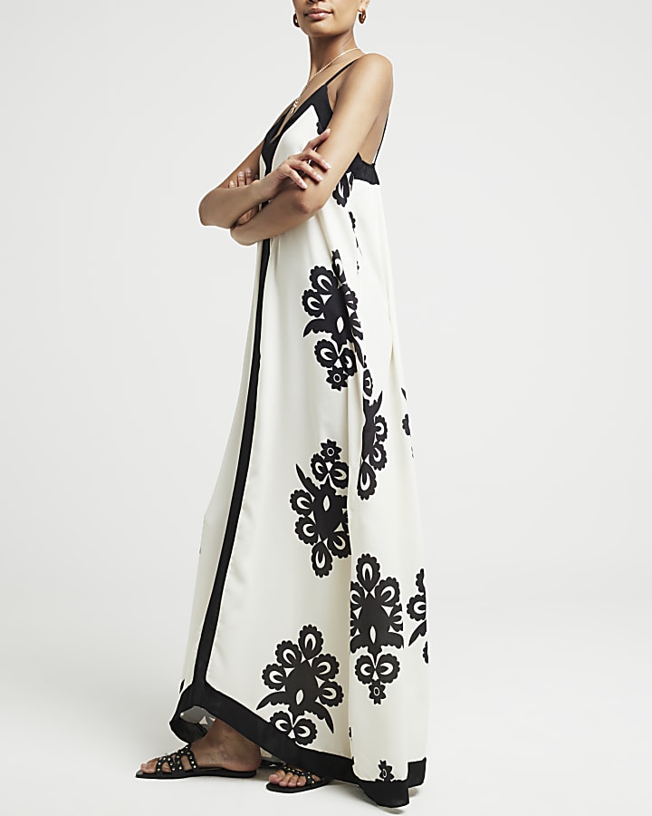 White colour block swing maxi dress