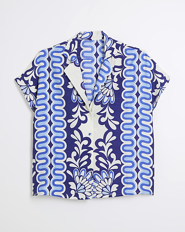 Blue floral geometric shirt