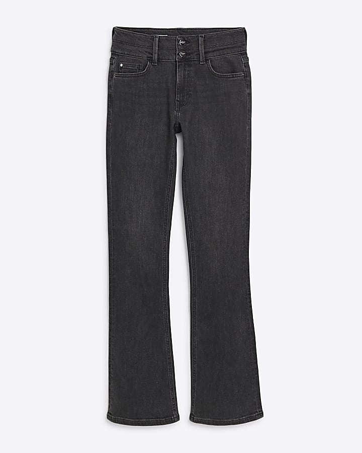 Black Double Waistband Bootcut Jeans