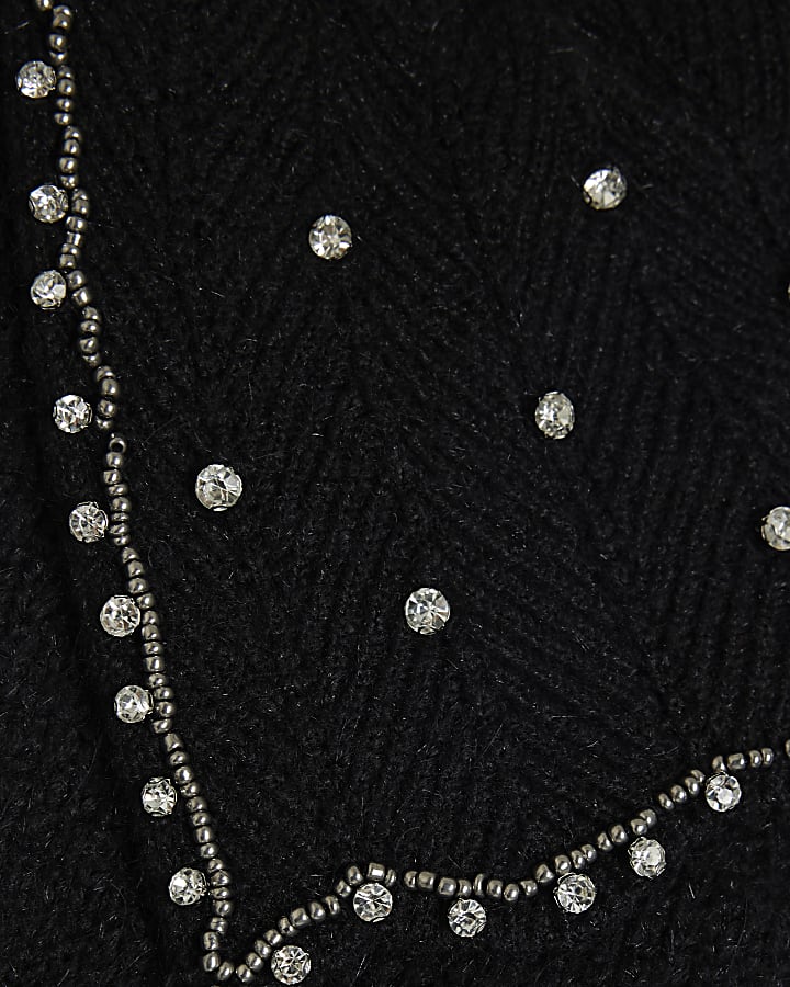 Black Embellished Collar Jumper