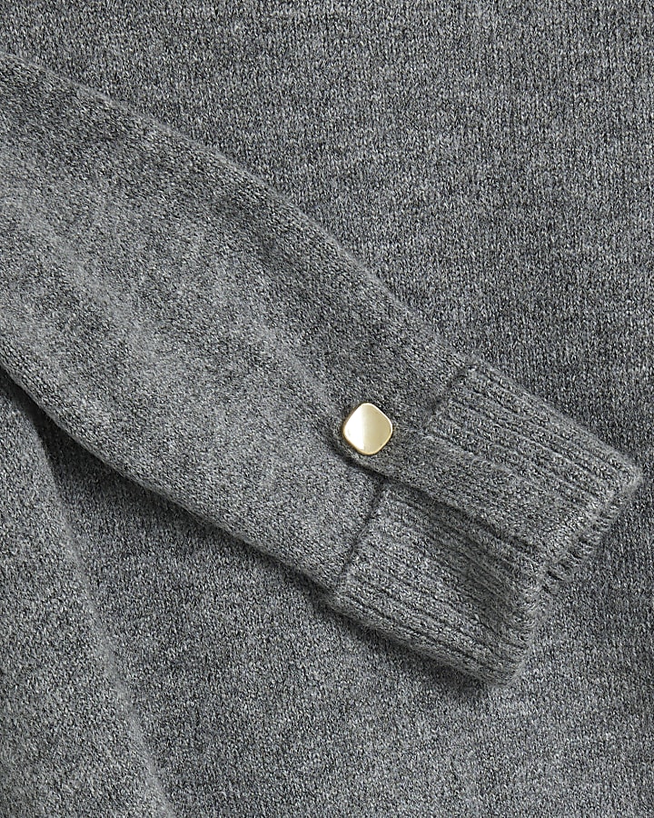 Grey Oversized Roll Neck Jumper