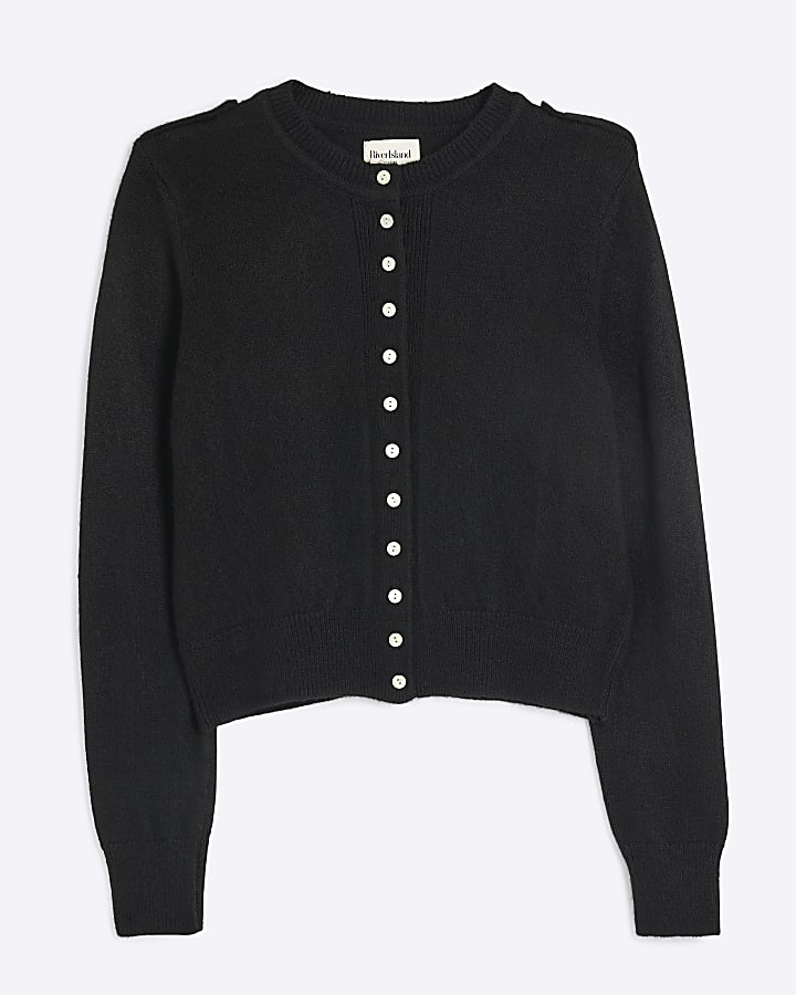 Black Long Sleeved Button Cardigan