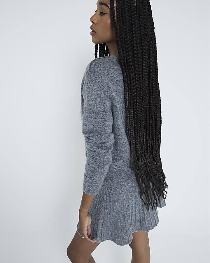 Grey Knit Mini Skirt