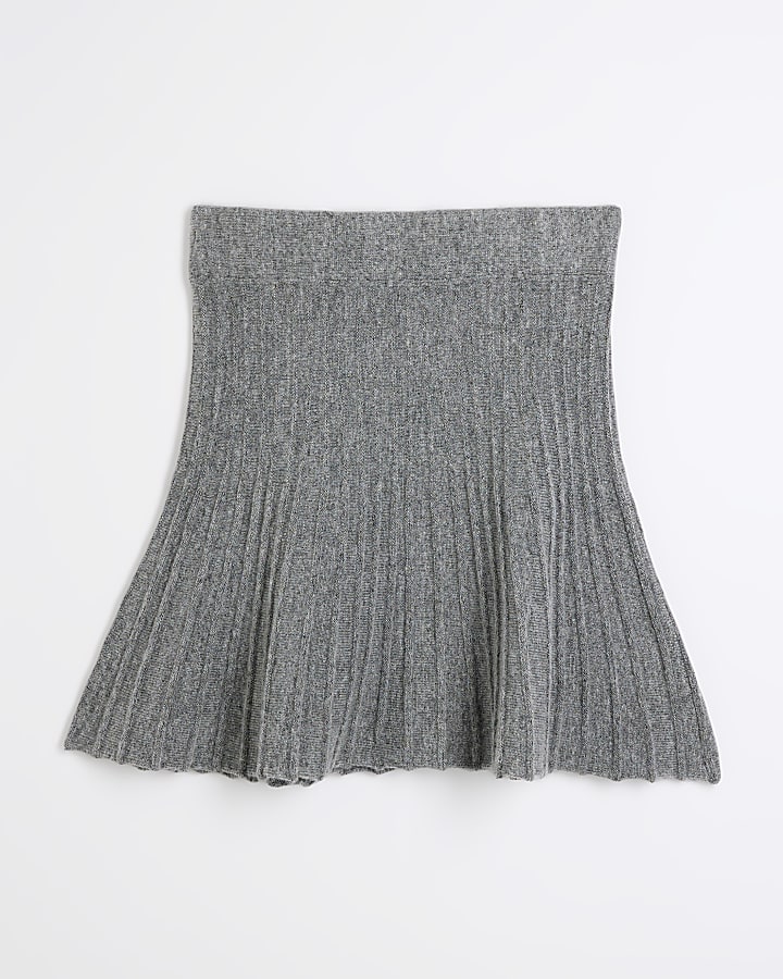 Grey Knit Mini Skirt