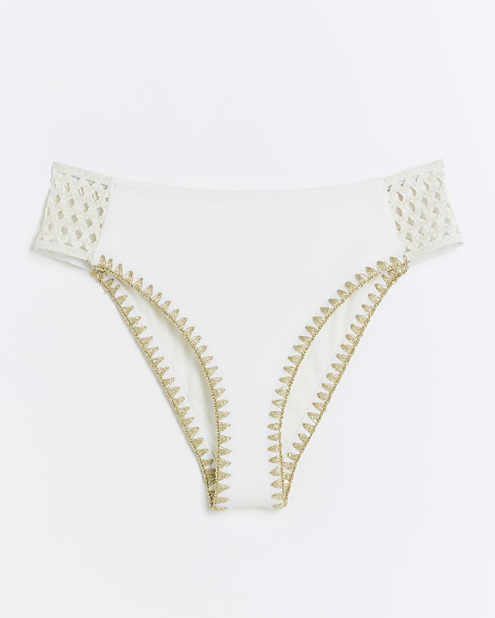 White Frill Elastic High Leg Brief