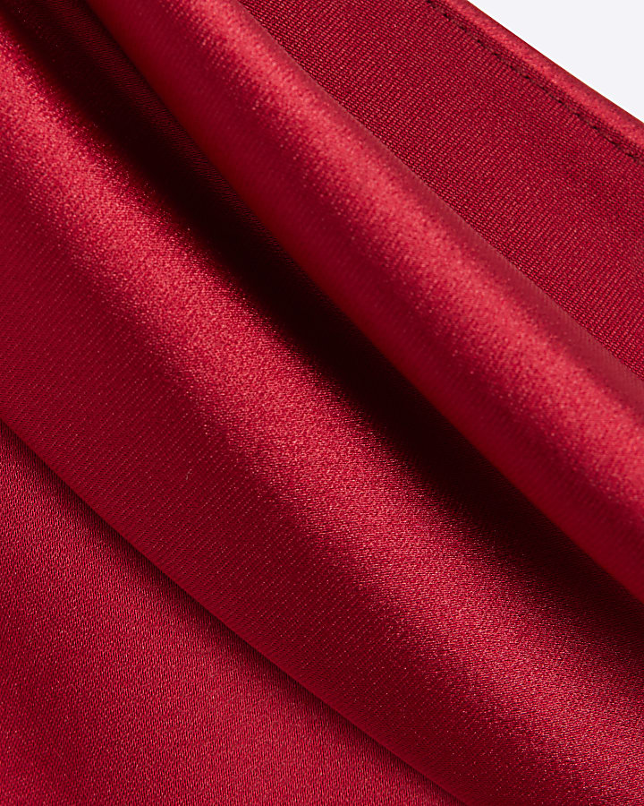 Plus Red Satin Off Shoulder Blouse