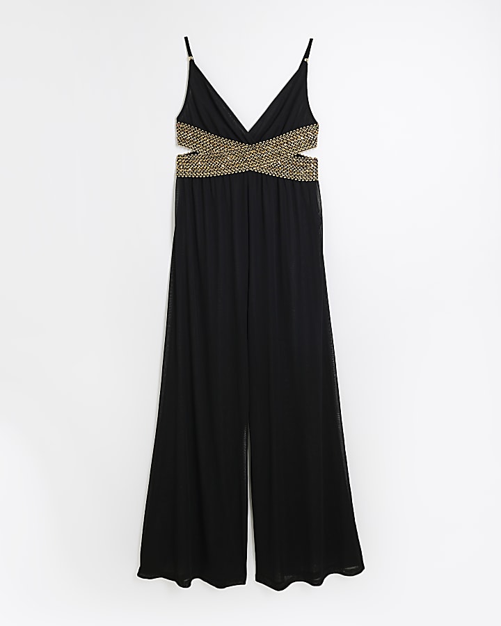 Black Mesh Jumpsuit