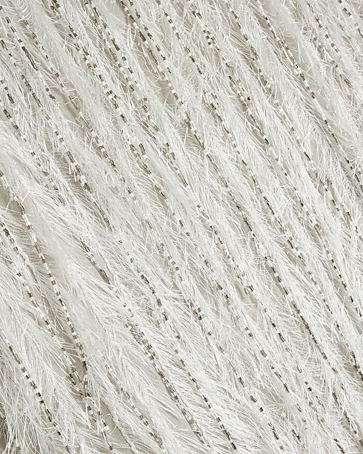 Silver Premium Beaded Fringe Shift Dress