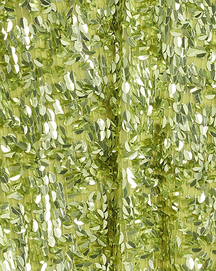 Lime Green Premium Sequin Mini Shift Dress