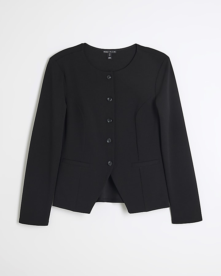 Black Tailored Buttoned Jacket