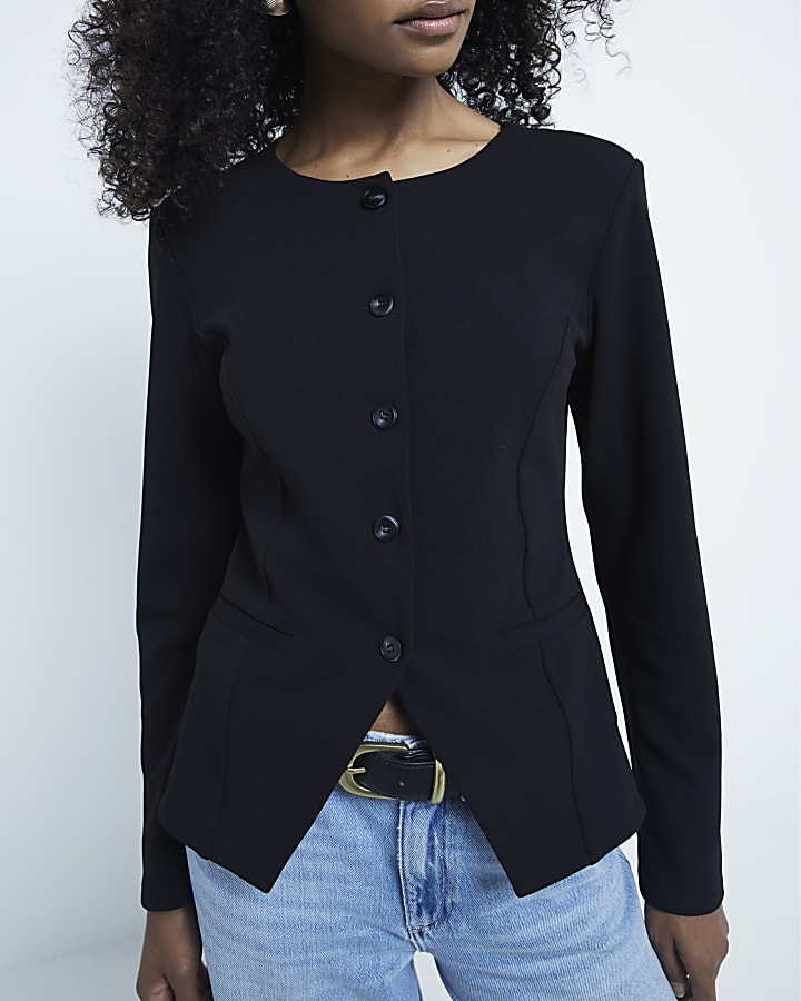 Black Tailored Buttoned Jacket