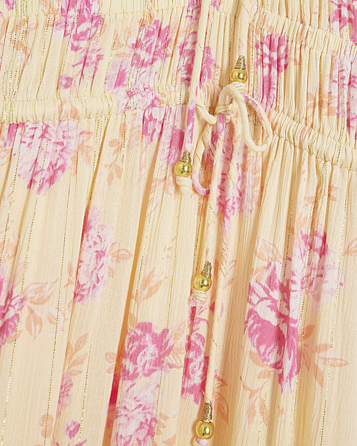 Petite Yellow Ditsy Print Tiered Maxi Dress