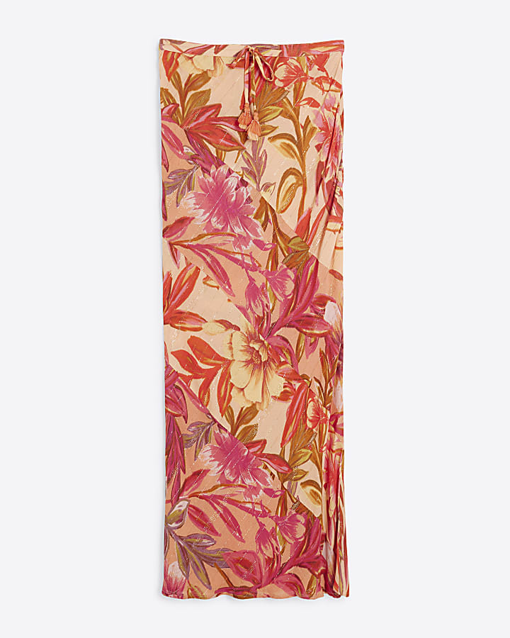 Petite Pink Floral Maxi Skirt