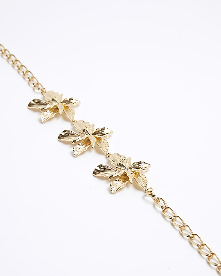 Gold flower collar necklace