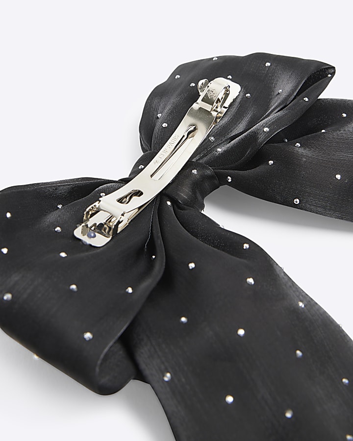 Black Diamante Bow hairclip