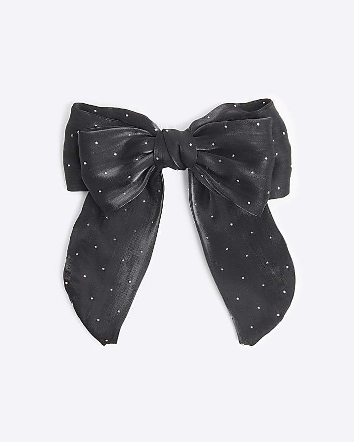 Black Diamante Bow hairclip