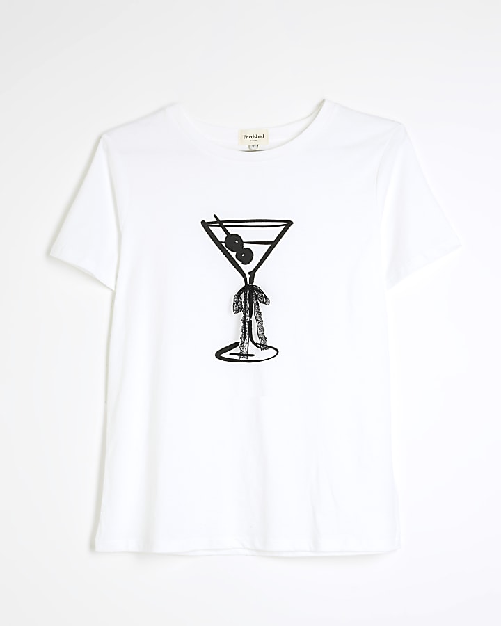 White Cocktail Bow T-shirt