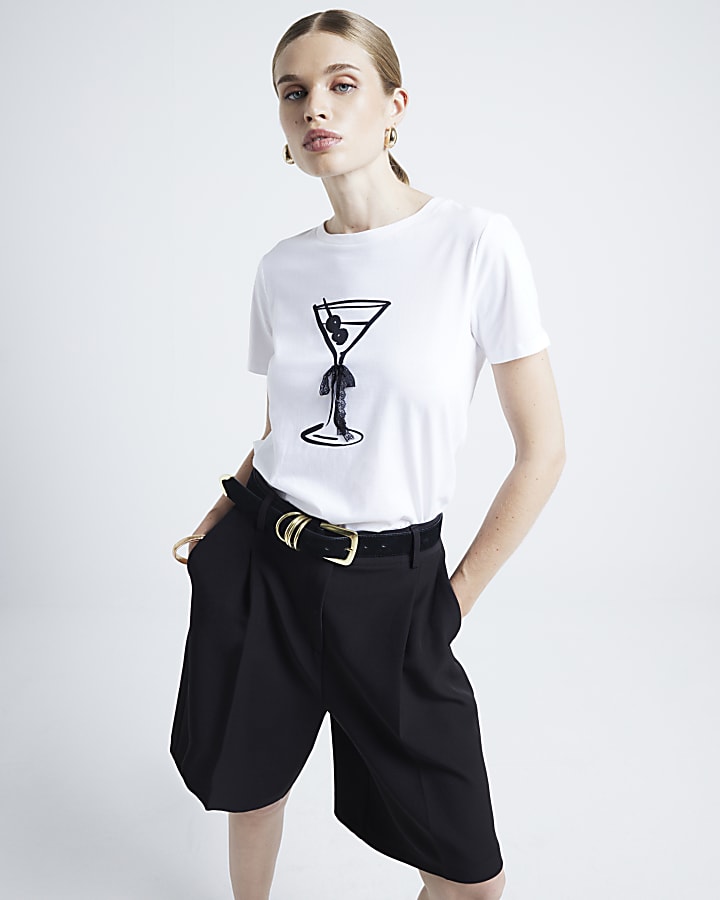 White Cocktail Bow T-shirt