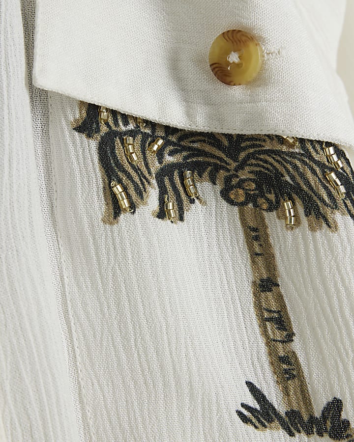 Cream Loose Fit Palm Beach Shirt