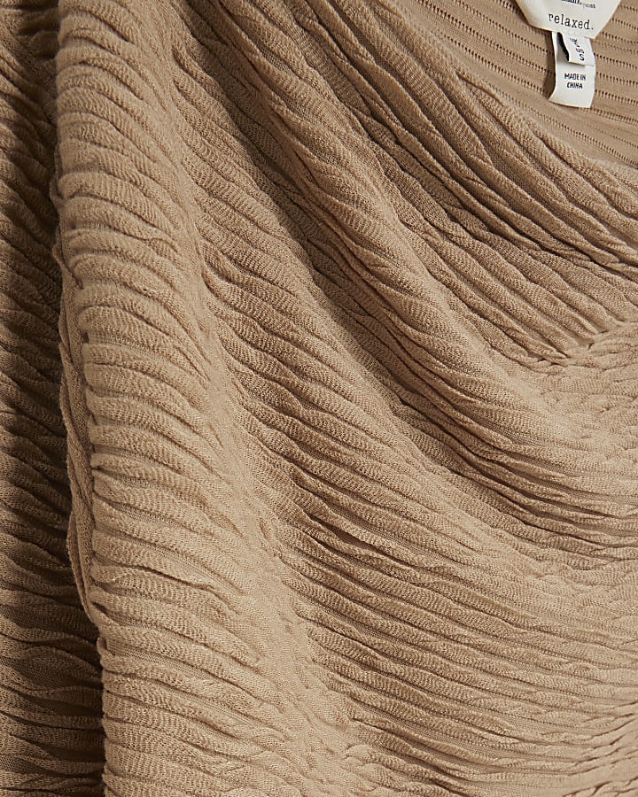 Beige Textured Drape Top