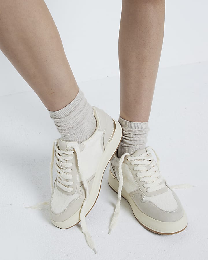 White Borg Lace Up Trainers