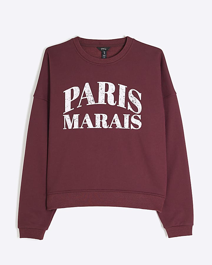 Red Long Sleeve Paris Marais Sweatshirt