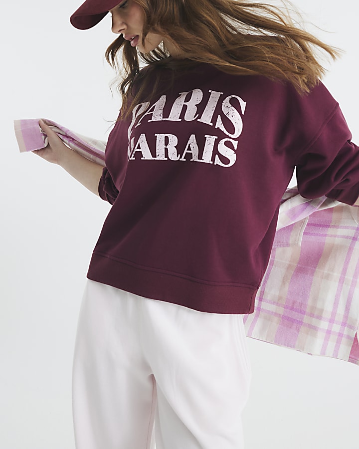 Red Long Sleeve Paris Marais Sweatshirt