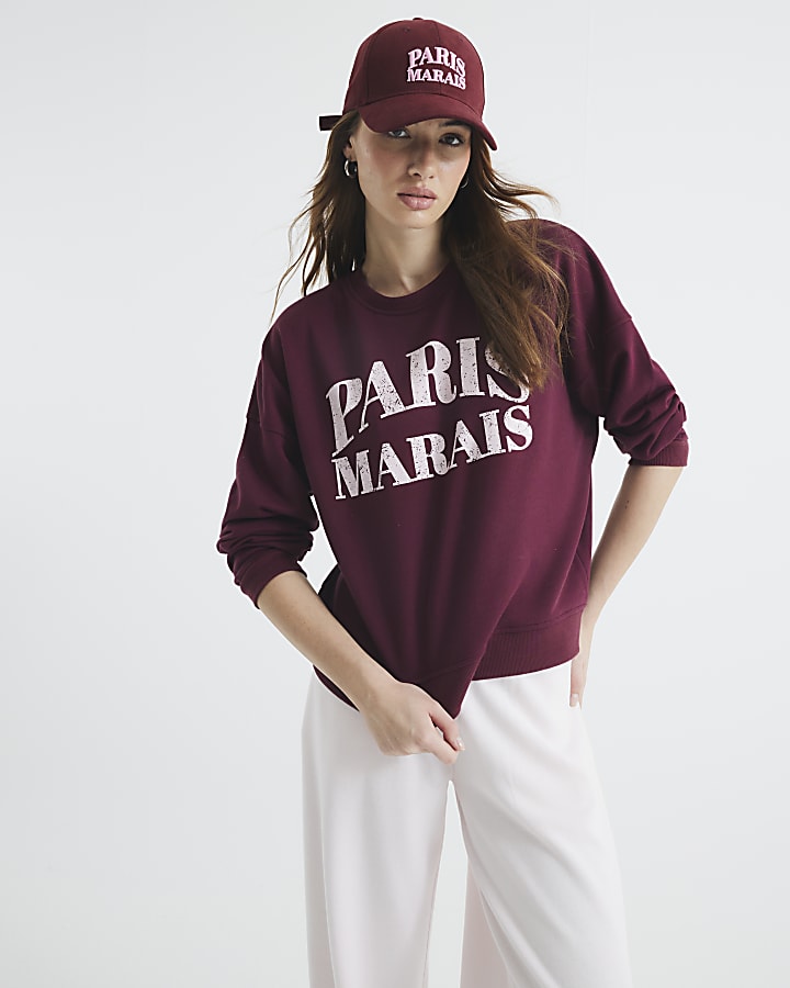 Red Long Sleeve Paris Marais Sweatshirt