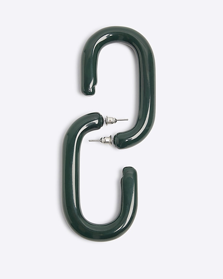 Green resin hoop earrings