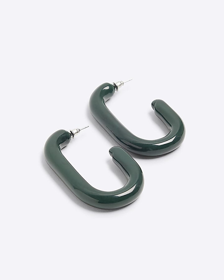 Green resin hoop earrings