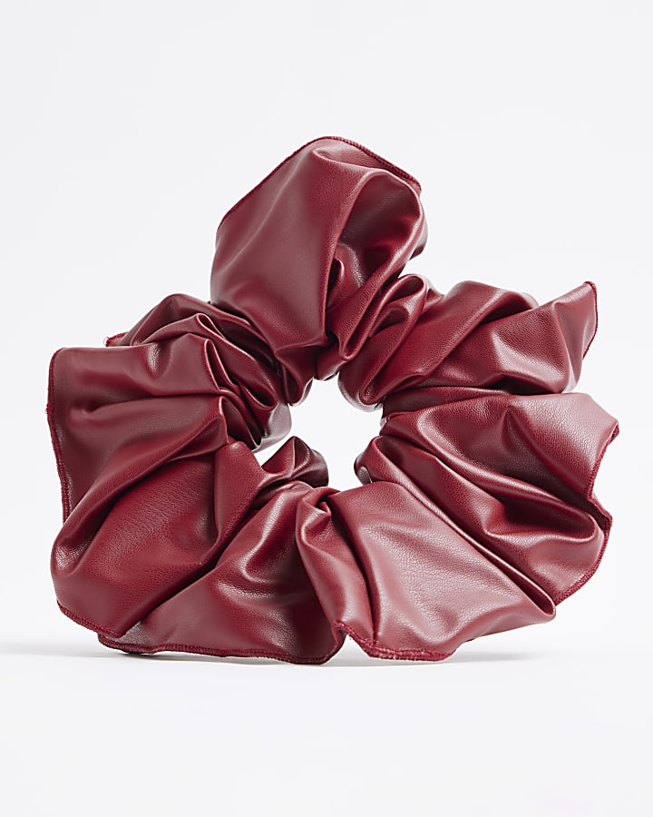 Red faux leather oversized scrunchie