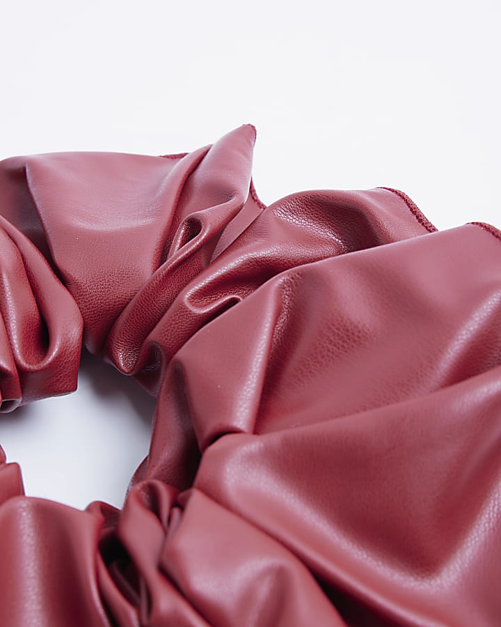 Red faux leather oversized scrunchie