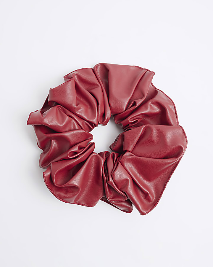 Red faux leather oversized scrunchie