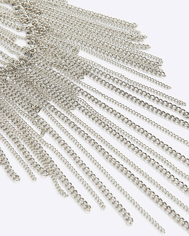 Silver Multi chain drape necklace