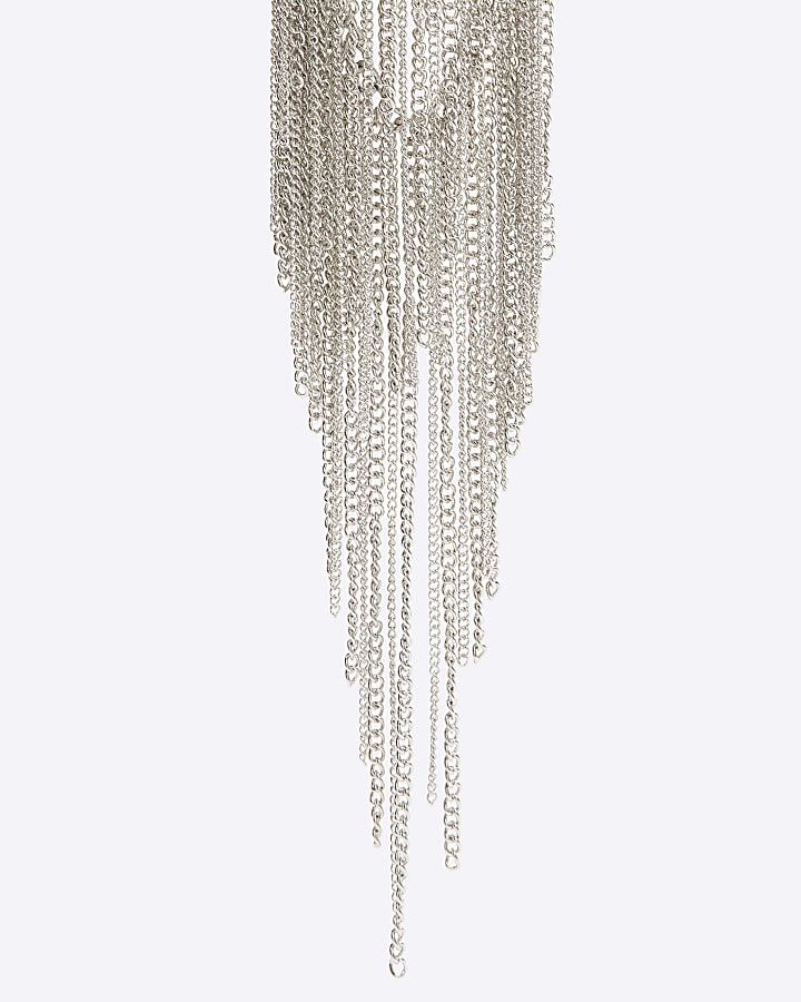 Silver Multi chain drape necklace