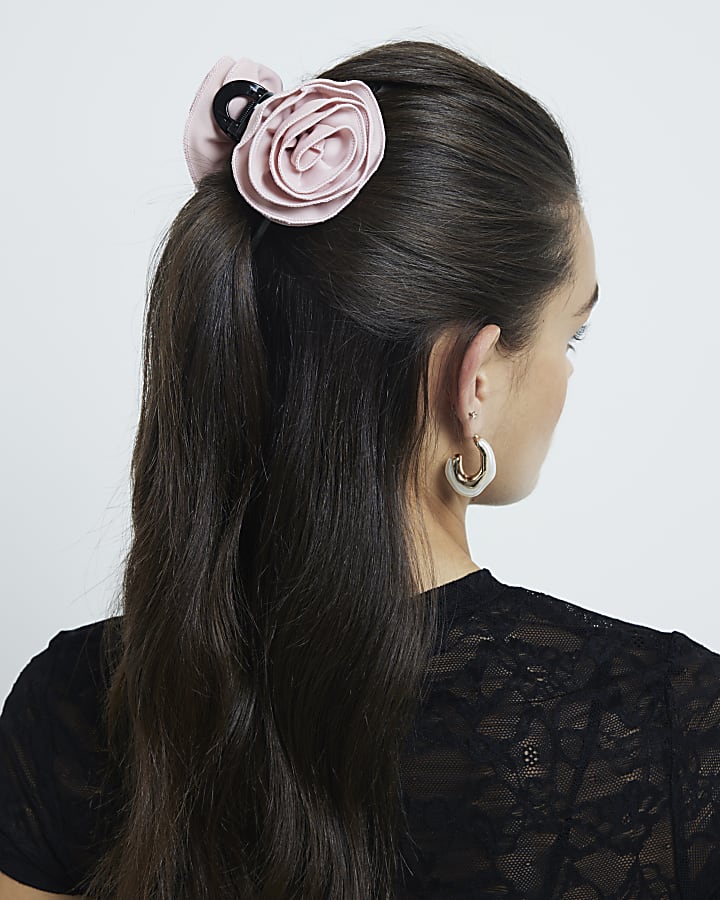 Pink Rose Claw Hair Clip