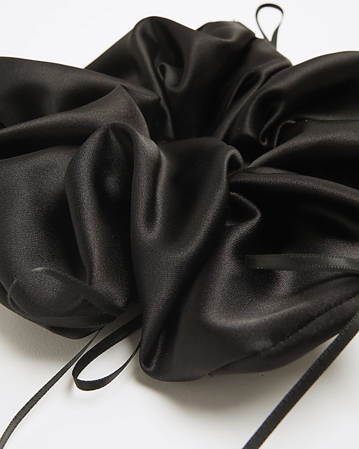 Black Satin Bow Scrunchie