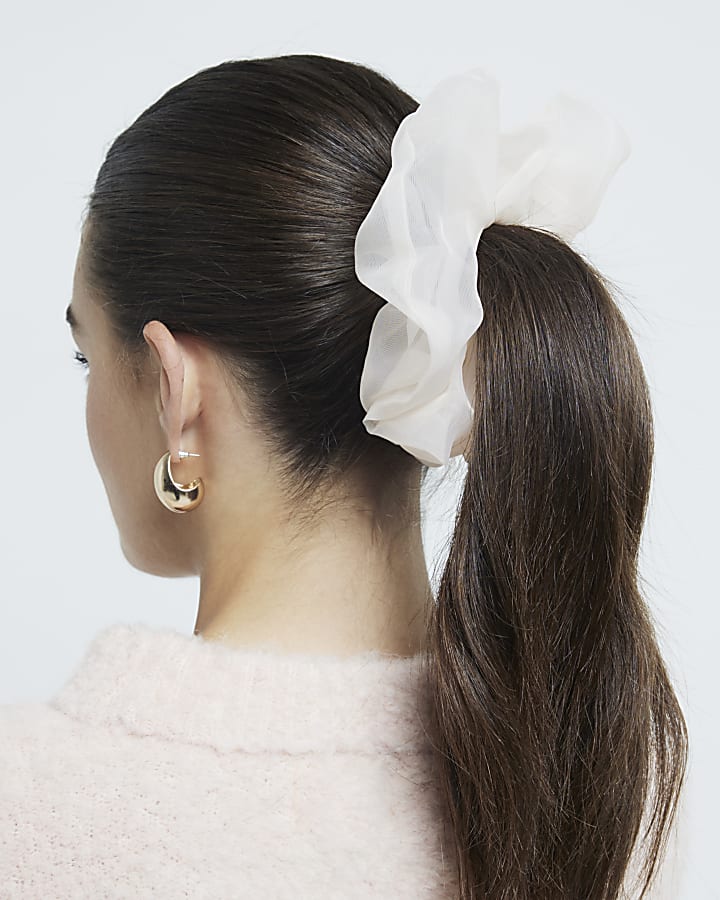 Pink organza hair scrunchie