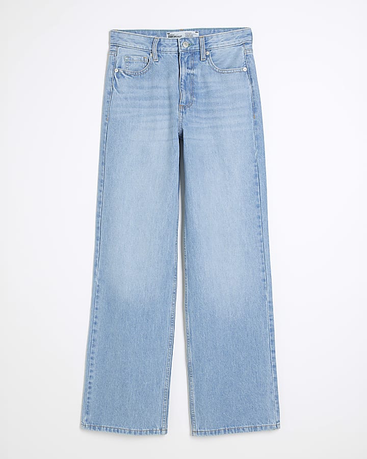 Blue Denim Relaxed Straight Jeans