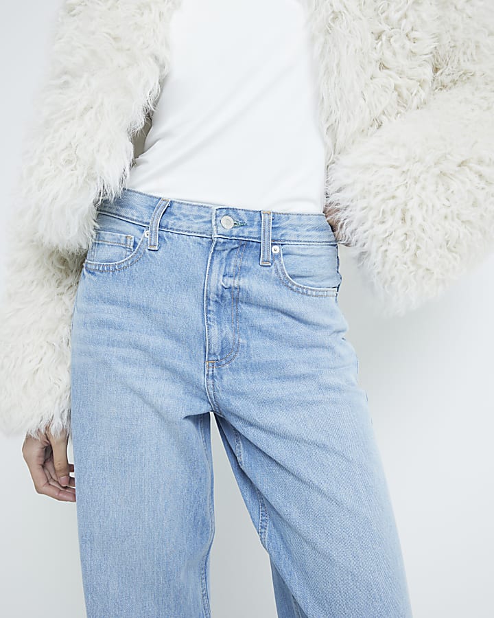 Blue Denim Relaxed Straight Jeans