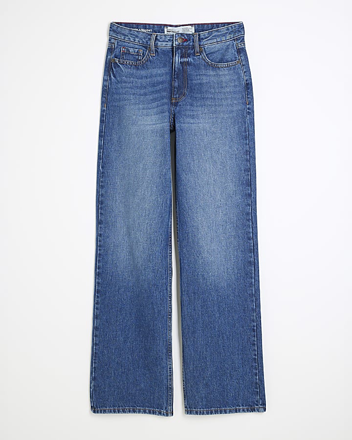 Blue Denim Relaxed Straight Jeans