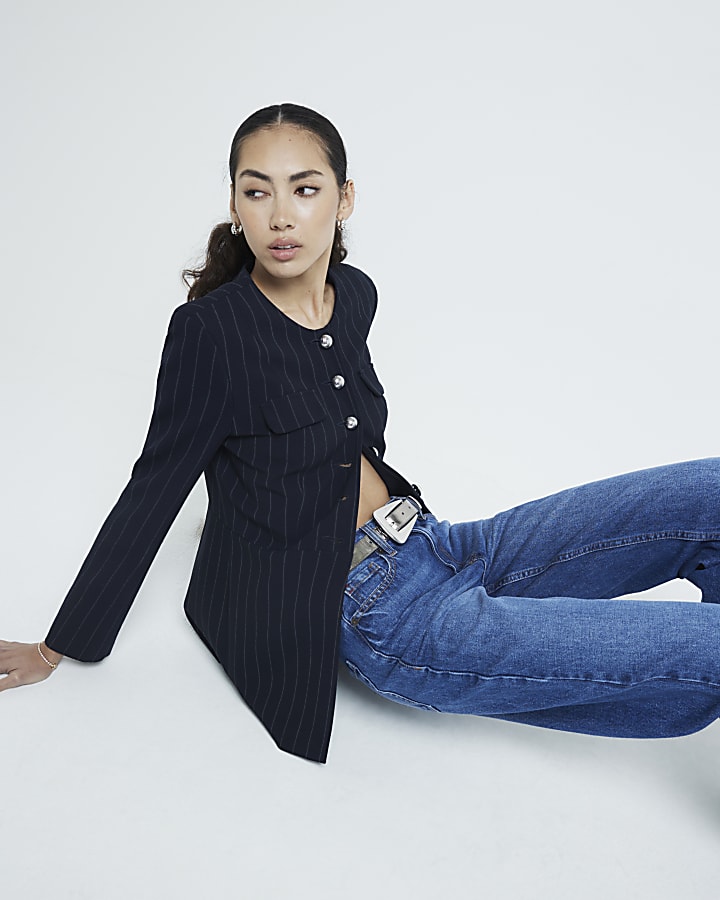 Blue Denim Relaxed Straight Jeans
