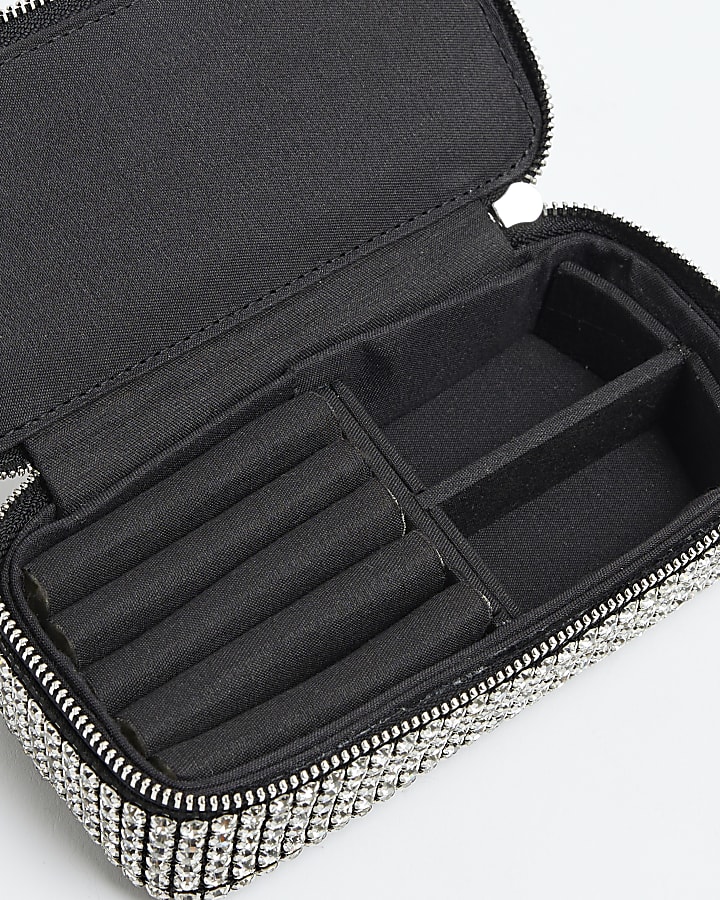 Silver Diamante Jewellery Bag