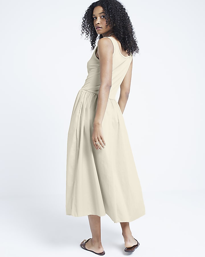 Stone hybrid skater midi dress