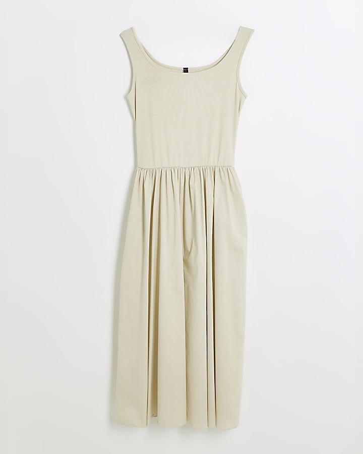 Stone hybrid skater midi dress