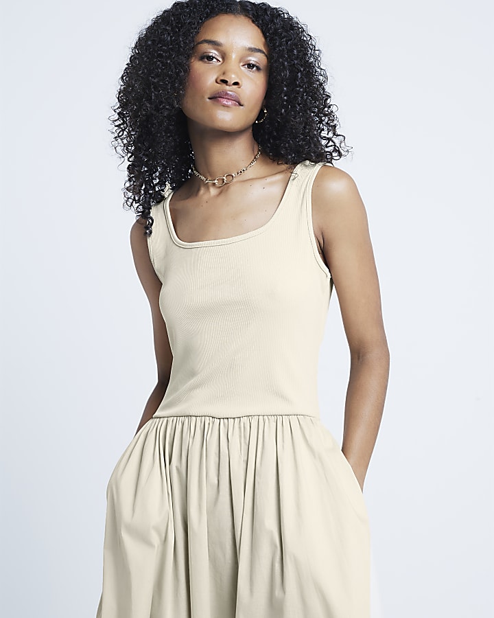 Stone hybrid skater midi dress