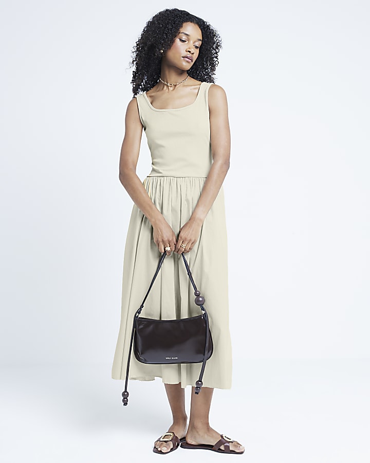Stone hybrid skater midi dress