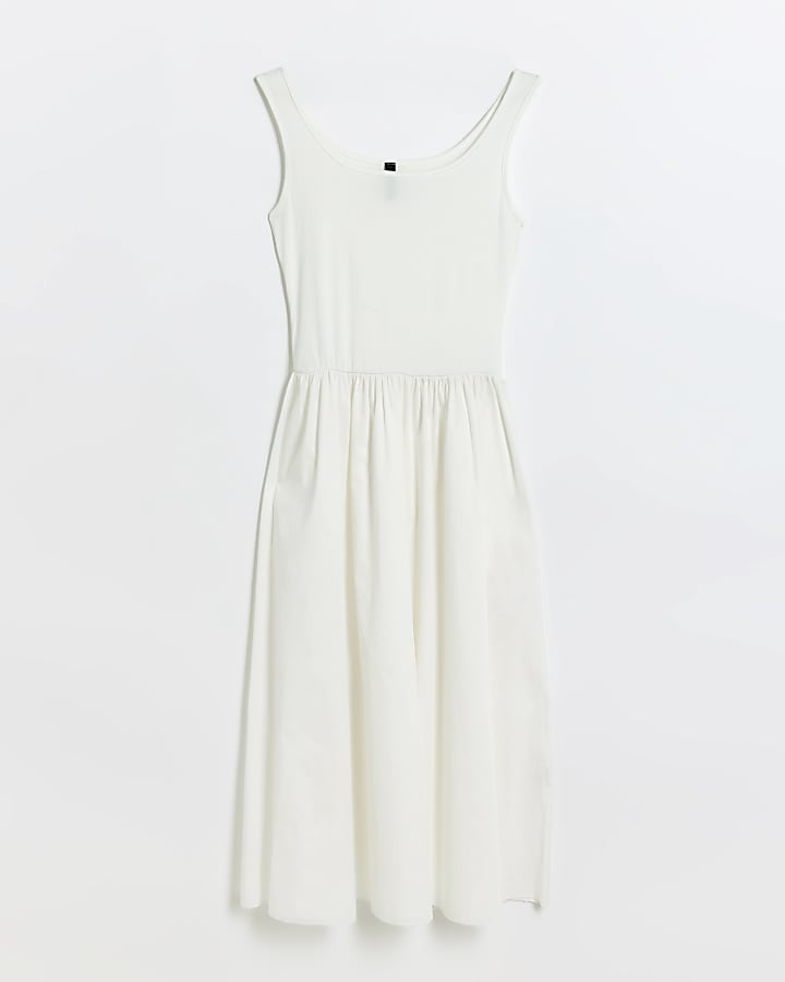 White hybrid skater midi dress